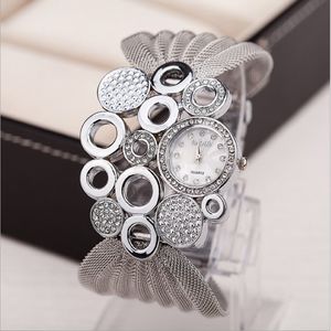 Baohe varumärke Personliga modekläder Tillbehör Silverklockor Wide Mesh Armband Ladies Watch Womens armbandsur 282U