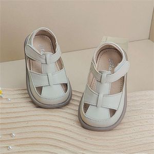 2024 New Summer Baby Shoes Leather Cut-outs Soft Sole Boys Closed Toe Non-slip Fashion Toddler Girls Sandals EU 15-25 L2405