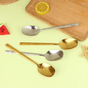 Bakningsverktyg 2st Gold Silver Colors Big Spoon Smooth Stainless Steel Soup Porridge Drinking Coffee Tea Dessert Kitchen Table Prof Gift
