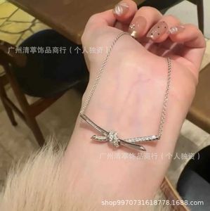 Designer's Gold plating second generation carved Brand knot necklace for female 18K rose gold high set diamond Eileen Gu same collar chain
