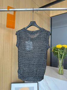 Women's Tanks 2024 Summer Mohair Hollow Mesh Knitted Sleeveless Tank Top High End Fashion Item