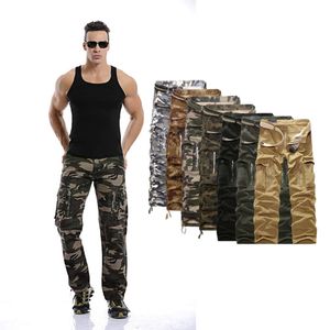 Hot Salking Men's Menas Multi Pocket Casual Casual Trabalho de tamanho grande Camuflage Pontas retas de perna M525 68