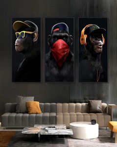 Resumo Modern Glasses Headphone Music Monkey Grandes pôsteres e impressões de arte de parede imagens de lona Poster decoração Home Painting7451761