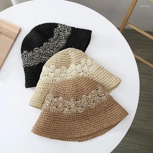 Berets 2024 Summer Women Holiday Srate Hat Hat Sun Sun Vissor Cap Panama Style Bucket Beach ОТКРЫТАЯ ДЕВУШКА