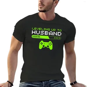Мужские майки-вершины, выравнивание до мужа EST 2024 Жених любителей видеоигр Взаимодействие забавная футболка черная футболка мужские рубашки высокие рубашки