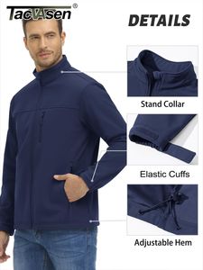 TACVASEN Waterproof Fleece Lining Windbreaker Mens Winter Work Jackets Zipper Pocket Casual Coats Full Zip Outwear Tops