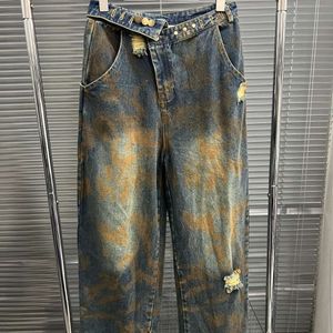 Vestidos casuais básicos design de nicho da marca Spray pintada de jeans soltos