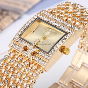 2024 Luxury Diamond Inlaid Watch Fashionable Alloy Square Broadband Female Armband High-End Temperament Goddess Jewelry