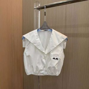 Herren-T-Shirts M24 Frühlings-/Sommerakademie-Stil gesticktes Brief Navy Kragen ärmellose Top kurzalter vielseitiges Top