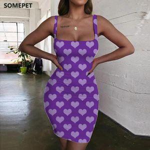 Lässige Kleider Ein paar Pet Love Women Muster Damen lila 3D -Druck Harajuku Vestido Sexy Frauen Bekleidung Party Strand Femme