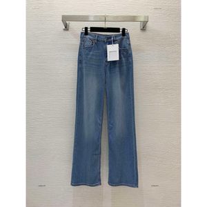 Märke jeans kvinnor jean designer byxor mode broderi logotyp denims byxor kvinna semester hög midja raka denims byxor 22 maj 595