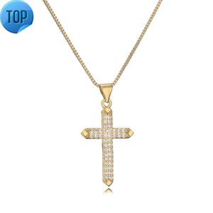 Religijne chrześcijańskie wisior chrześcijańskie templar Knight Gold Plated Cross vvs Diament biżuteria naszyjniki