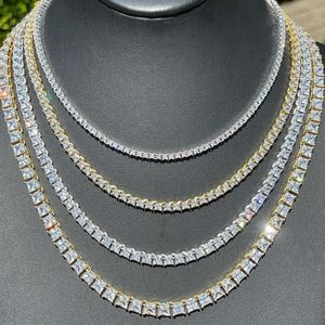 Hip Hop Mens Iced Out D Color White VVS Sterling Sier 3Mm 4Mm Moissanite Diamond Tennis Chain Necklace