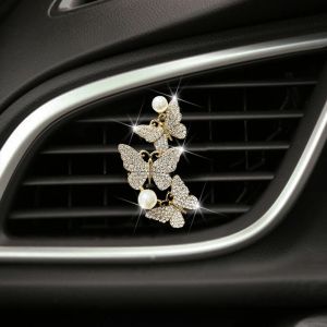 Car Air Freshener Perfume Diamond Outlet Clip Butterfly 3in1 Beautiful Butterflies Conditioner Car Accessories Interior Ornament