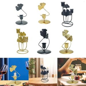 Candle Holders Candlestick Taper Holder With Ginkgo Leaf Statue Table Ornament For Wedding Dining Elegant Sturdy Traditional