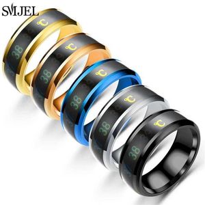 Paarringe Fashion Smart Ring Multi funktionaler Temperaturempfindlicher Ring Titanstahl Paar Schmuck Fingertemperatursensor Ring S2452455