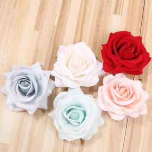 Flores decorativas 5/10 cabeças de 8 cm de flor de seda artificial Rose Bride Bouquet Flower para festa de casamentos Sapatos