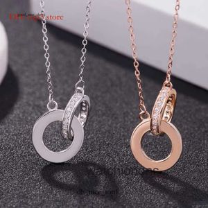 Vagnhalsband högkvalitativ lyxhalsbandsring 925 Sterling Silver Plated Rose Gold Big Cake Pendant Collar Chain Kvinnlig Kvinnlig 8196 6471 2873