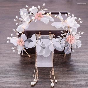 Haarklammern Perle Blume Stirnband Ohrring Set Schmetterling Brautschmuck Hochzeit Accessoires Band Geschenk