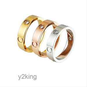 Luxury Designer Ring Gold Plated Women Men Love Wedding Jewelry Titanium Steel Custom Simple Couple Engagement Fashion Silver Diamond Rings 9RNF