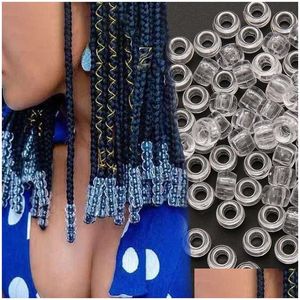 Headband Hair Band 50Pcs 100Pcs Transparent 4Mm Big Hole Dreadlock Beads For Jumbo Braids Resin Clear Accessories Styling Tool 231113 Ot2Fp