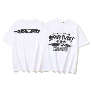2024 Spring/Summer New BP Planet Flame Foam Letter Printed Short sleeved T-shirt Same Style for Men and Women Batch