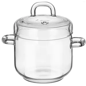 Dubbelpannor 350/700 ml Glass Stew Pot Binaural Soup Anti-Scaling Cookings Heat Resistant Bird's Nest Bowl Kök Cookware