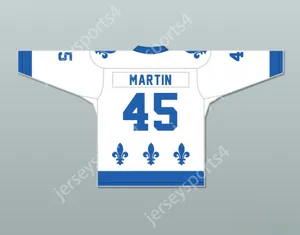 Custom Robert Martin 45 Le National de Queebec Hóquei Branco Jerseyy-Lance et Compte Top Stitched S-M-L-XL-XXL-3XL-4XL-5xl-6xl