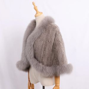 Luxo novo genuíno mink para malha de xale envoltório Ópera capa raposa de peles fulming lady mink para casaco de peles roubado amice pashmina