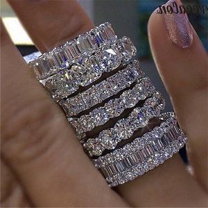 Vecalon 8 Styles Lustre Promise Wedding Band Ring 925 Sterling Silver Diamond Engagement Anelli per donne Gioielli da uomo VBWUW