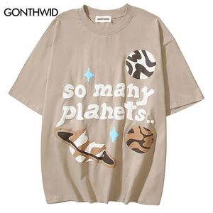 Hip -Hop -Männer T -Shirt Cartoon Planeten Sterne Grafikdruck Punk T -Shirt 2024 Harajuku Casual Short Sleeve Loose Streetwear T -Shwe Tops 240521