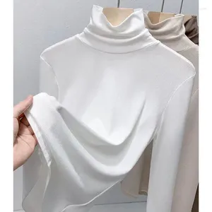 Camicette femminili 2024 Donne Autumn Inverno Turtleneck Slip Shirts Female Pullover Basic Tops Ladies Stretch Bottoming Bloiss G427