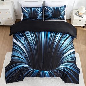 Bedding Sets 3pcs Tampa de edredão conjunto azul e preto 3D homens mulheres adultos decoração de quarto confortável tecido macio sem travesseiro núcleo