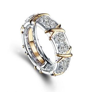 Pierścień Pierścień Pierścień dla kobiety luksusowe pierścienie Połączenie krzyżowe z pełnym pierścionkiem cyrkonia męska Pierścień projektant biżuteria