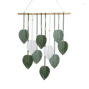 Tapissries Leaf Macames Wall Hanging Tapestry Handvävda bomullspärlor Estetiska heminredning Bröllop Bakgrund