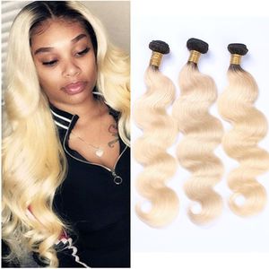 Brasilianische menschliche Haarverlängerungen 3 Bündel 1B/613 Ombre Farbkörperwelle Haarprodukte 1B 613 Körperwelle 3 Teile ein Satz Ruyibeauty Ogbxu