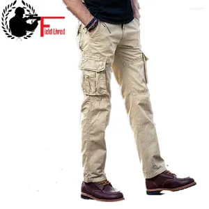 Men's Pants 2024 In Straight Multi Pockets Cargo Men Spring Autumn Cotton Casual Trousers Male Military Style Tactical