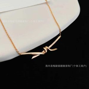 Designer's Brand Knot Necklace S925 Pure Silver Gu Ailing Same Kont Twisted Rope Collar Chain Simple and Luxury