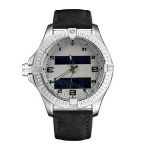 패션 블루 다이얼 시계 남성 듀얼 타임 존 시계 전자 포인터 디스플레이 Montre de Luxe Wristwatches 고무 스트랩 수컷 시계 326g