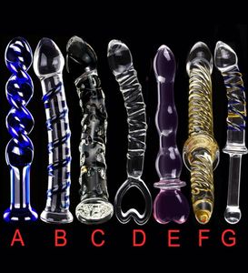 Yuelv 7 Style Pyrex Glass Dildo per donne Peni artificiale Masturbato Masturi anale Plug GSPOT stimola i prodotti di sesso per adulti Y26500276