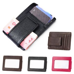 Masculino clipe de dinheiro de couro fino Pocket Pocket Pocket Id Credit Card Card Titular