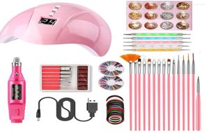 Комплекты для ногтей профессиональный акрил для начинающих ультрафиолетовые лампы и сушка буровой сушки Поли Manicure Full Set Accessories Gel Tools Kit9093376