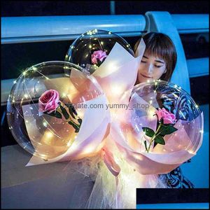 Fiori decorativi ghirlande Led a palloncini luminosi rosa bouquet elio balli trasparenti feste di compleanno di matrimonio 2021 felice anno chr dhxq1