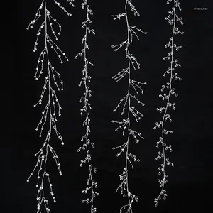 Decorative Flowers 100/120/150cm Acrylic Crystal Bead Curtain Clear Water Drop Diamond Shape Branch String Garland For Wedding Party Decor