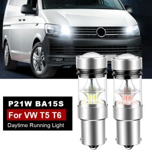 2st för VW T5 T5.1 T6 Transporter LED DAYTIME Running Light Drl Bulb Lamp Canbus Inget fel P21W BA15S 1156