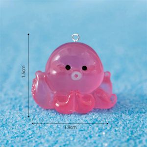 10pcs Cute 3D Luminous Octopus Resin Charms for Jewelry Making Lovely Beach Pendant Diy Earring Findings C1312