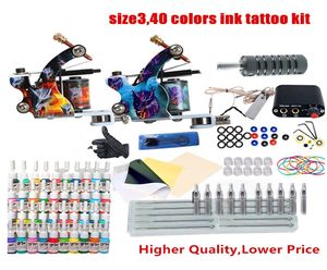 Conjunto de metralhadoras de tatuagens 61440 Cores de tintas A agulhas descartáveis ​​Mini Fonte de alimentação Tattoo Pen de maquiagem permanente Body4386129