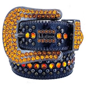 Поясные ремни для женщин для женщин -дизайнера BB Belt Simon Shiny Strinestones MultiColor 287c