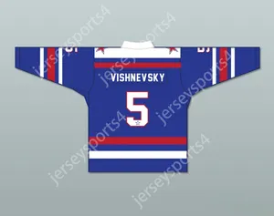 Custom Vitali Vishnevsky 5 ska st.PETERSBURG Blue Hockey Jersey Top cucito S-M-L-XL-XXL-3XL-4XL-5XL-6XL