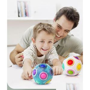 Magic Cube Declession Puzzle Toys Rainbow Ball Press Type Floor Stand لبيع الأطفال الممتعين ألعابًا بالجملة هدايا التسليم Puz Otnyv